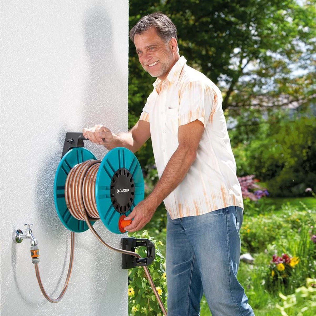 GARDENA - Wandslanghouder 60 Met Slanggeleider - Slanghouder - Maximale Capaciteit 60 Meter - Afbeelding 4